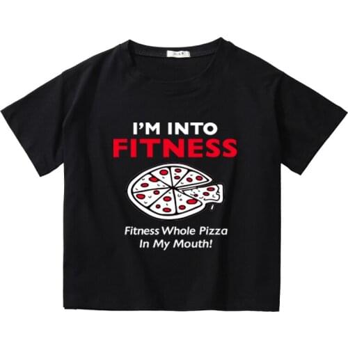 I'm into fitness crop top women 100% cotton short sleeve t-shirt women O-neck short tee shirt summer top women clothing harajuku