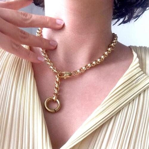 Aliexpress 2020 chunky Chains Choker Necklace Women Jewelry lock Designer T Show Runway Party Gown Wedding Japan Korean Top