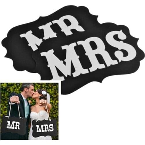 1 Set Mr&Mrs Letter Garland Banner Photo Booth Wedding Party Favor Photography Props Decoration Paper Board + Ribbon