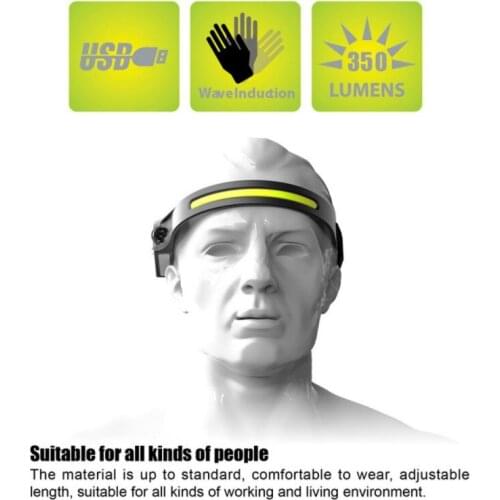 1Pcs Sensor Headlights Lightweight Double Light Night Out Safety Wearing Lamp Sports Outdoor Fishing Camping USB 1200mAh