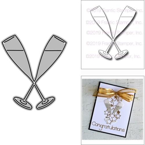2021 New Crossed Champagne Glasses Metal Cutting Dies for DIY Scrapbooking Decor and Card Making Paper Craft Embossing No Stamps
