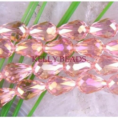 600pcs 8x11mm Vintage Rose AB Quartz Faceted Crystal Glass Teardrop Beads Crystal Jewelry Craft Bracelet DIY Beads free shipping