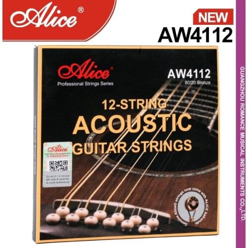 Alice AW4112 12-String Acoustic Guitar Strings, Plated High Carbon Steel Plain String, 80/20 Bronze Winding, Anti-Rust Coating