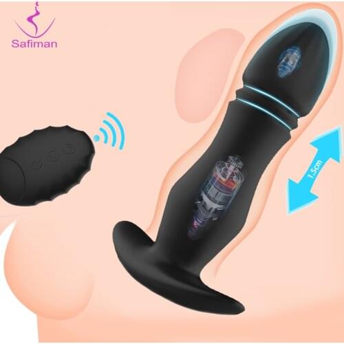 Telescopic Dildo Vibrators Anal Vibrator Wireless Remote Control Male Prostate Massager Butt Plug Vibrator Anal Sex Toys for Men