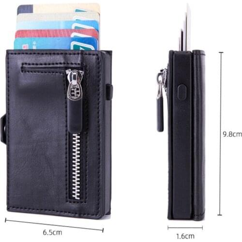 Bisi goro Mens Brand Pu Leather Rfid Black Magic Card Bag Metal Bank Credit Card Holder Business Card Case male purse
