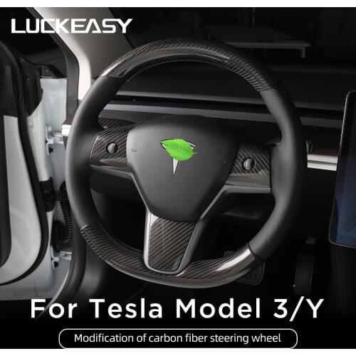 Model3 steering wheel cover interior accessories are suitable for Tesla Model 3 Model Y forged carbon fiber steering wheel patch
