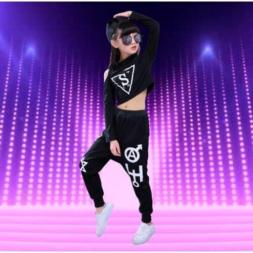 Kids Children Hip Hop Clothing Set Jazz Hip-hop Drum Dance Costume Girl Fashion Korean Modern Hip Hop Top+Pants Clothing