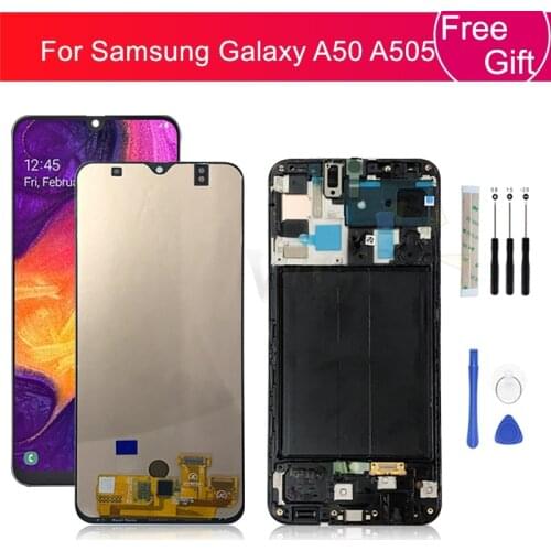 For Samsung galaxy A50 2019 A505 Touch Screen Digitizer Assembly+frame A505F/DS A505F A505FD A505A repair parts