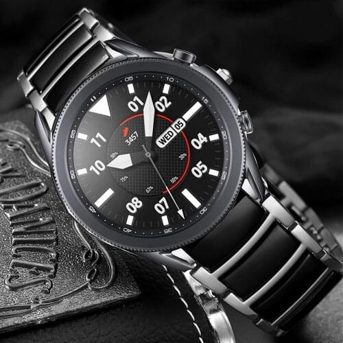 For 2020 Samsung Galaxy Watch 3 41mm 45mm Band 22mm 20mm Quick Release Stainless Steel Ceramics Luxury Strap Active 2 40mm 44mm