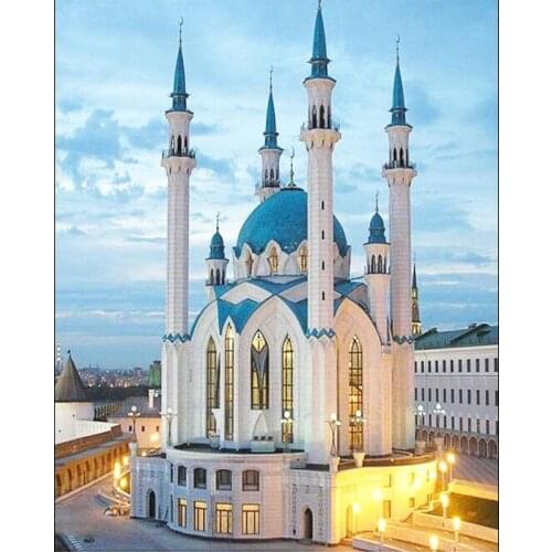 GATYZTORY Oil Paint By Numbers castle Landscape Painting By Numbers Paint DIY Canvas Picture Hand Painted Home Decoration