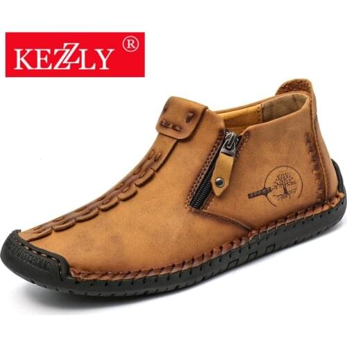 KEZZLY Hot style mens handmade leather shoes fashion casual mens shoes Factory direct sales can be sent on behalf Mens boots