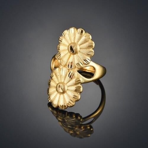 Unisex Vintage Hollow Flower Open Size Rings for Women Men Gold Plated Engagement Wedding Rings Adjustable Fashion Jewelry