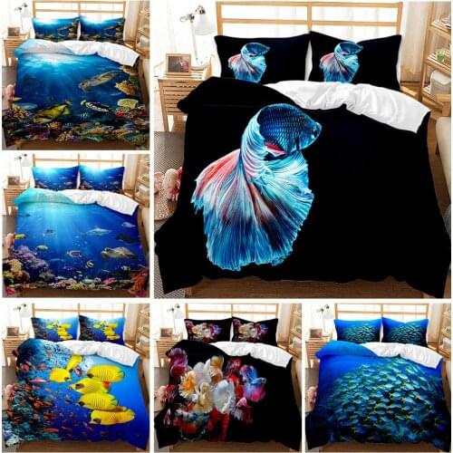 Animals Sea Ocean Fish 3D Print Comforter Bedding Sets Queen Twin Single Size Duvet Cover Set Pillowcase Home Textile Luxury