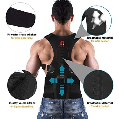 Adult Back Corset Shoulder Lumbar Posture Corrector Bandage Spine Support Belt Magnetic Therapy Back Support Posture Correction
