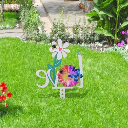 Colorful Flowers Garden Decoration Terrace Garden Outdoor Backyard Lawn Stakes Gardening Ornament Acrylic Yard Art Decor