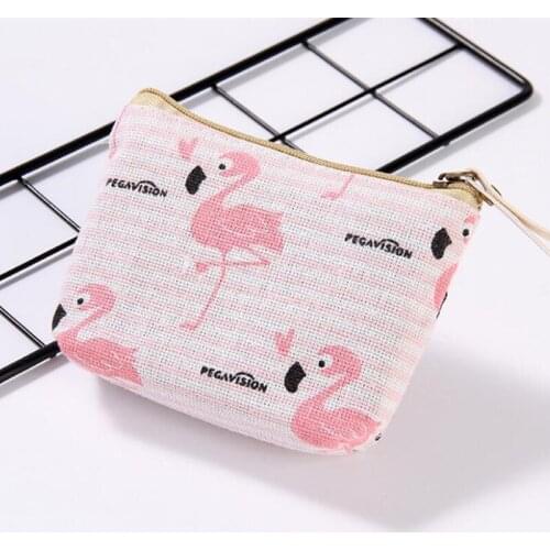 M089 Fashion Canvas Women Coin Purses Fresh Flamingo Leaves Cactus Stars Cage Small Zipper Wallet Wholesale