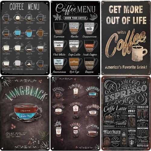 Metal Poster Coffee Tin Signs Plate Poster Metal Sign Restaurant Wall Decoration Cafe Metal Signs Plaque Bar Kitchen Decor
