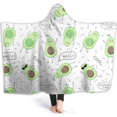 Darmian Cute Avocado Pattern 3D Printed Women Plush Hooded Blanket for Adults Girls Warm Wearable Fleece Custom Blankets Girls