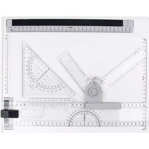 A4 Multi-function Drawing Board Tools Drawing Board Adjustable Parallel With Clear Rule Graphics Angle Measurement