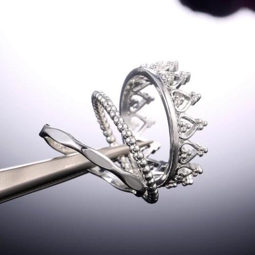 Women Girl Crown Finger Ring Set Fashion Crown Ring Couple Ring for Gift Party Size 6-10 Fashion Jewelry Accessories