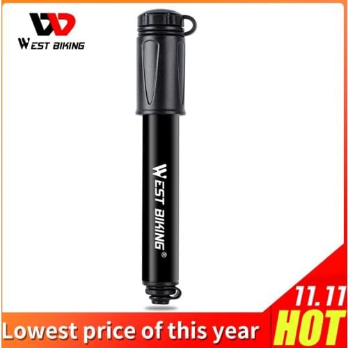 WEST BIKING 100Psi Mini Bike Pump Aluminum Alloy Bicycle Hand Air Pump Tire Inflator Schrader Presta Valve MTB Road Cycling Pump