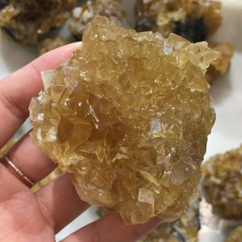 Natural Yellow-Fluorite Mineral Rough Stone Specimen Collection Home Decoration