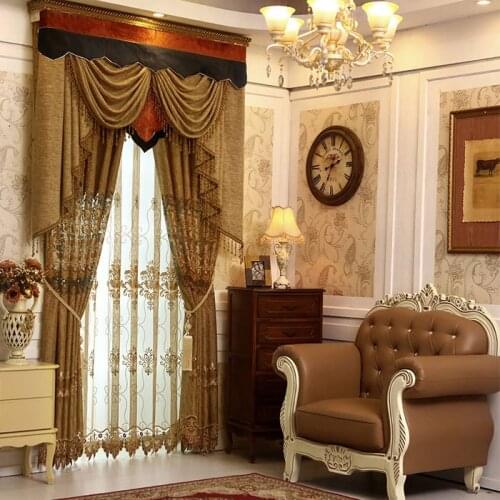 Delicate brown color Embroidery decorative curtains for Living Room window curtain brown color luxury curtain for Bedroom window