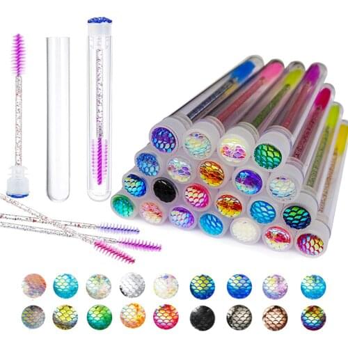 25/50pcs Reusable Eyebrow Brush Tube Disposable Mascara Wands Applicator Eyelash Brush Replaceable Dust-proof Makeup Brushes