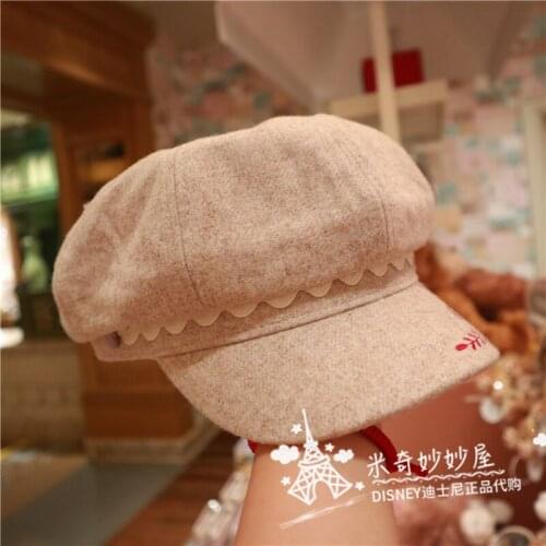 Original Shanghai Disney Pastoral Autumn Star Dew Hat Cartoon Plush Beret Hat Dress Up Gift
