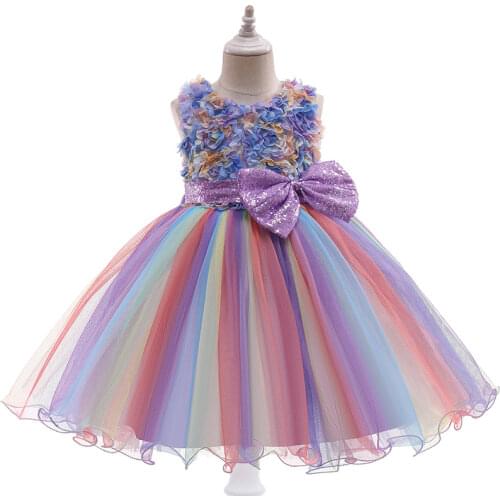 Children Girls Dress Summer Kids Girls Princess Wedding Dress 2-8 Years Baby Girls Cotton Birthday Party Dresses Costume Outfit