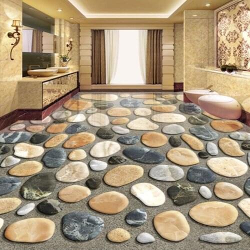 Custom Photo Wallpaper 3D Floor Painting Cobblestone Mural Bathroom Kitchen PVC Self Adhesive Waterproof 3D Floor Sticker Decor