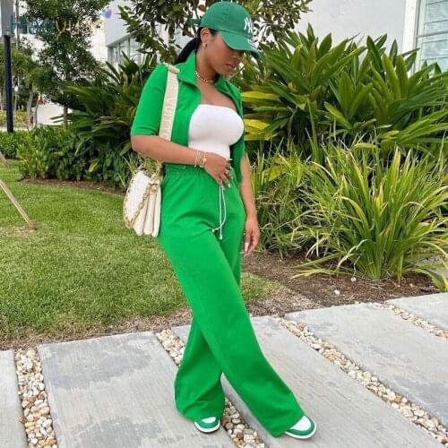 HAOYUAN Casual Two Piece Set Zip Long Sleeve Coat Lace Up Sweatpants Tracksuit Loungewear Street Fall Outfits Matching Sets