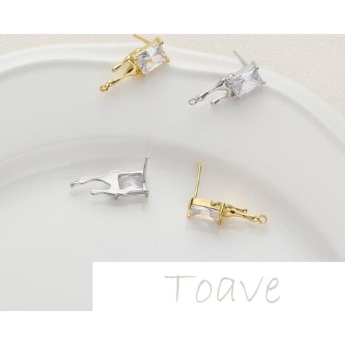 Rectangular zircon lava drop with hanging earrings earrings diy hand-made material accessories