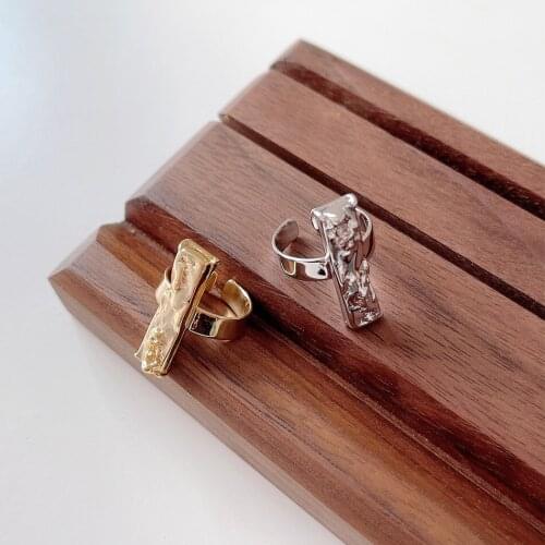 Apan Exaggeration S925 Sterling Silver Multi-Dimensional Twisted Geometry Open Ring Cross shaped ring