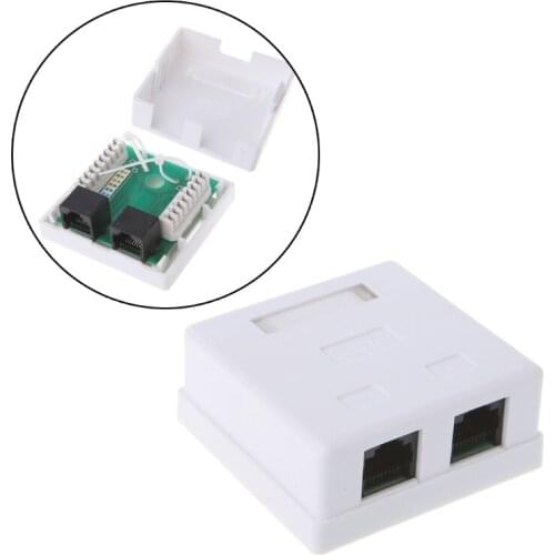 RJ45 Junction Box CAT5e Network Connector 2 Port Desktop Extension Cable Box