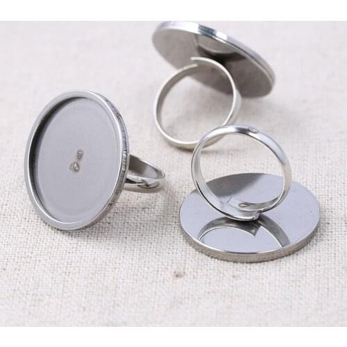 5pcs Adjustable Stainless Steel Fit 20mm 25mm Cabochon Ring Bezel Blanks Diy Base Settings For Jewelry Making Supplies