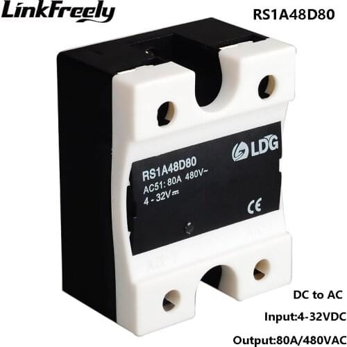 RS1A48D80 Mini PLC 80A 220V SSR Solid State Relay,5V 12V 24V 32V DC Input Output 42-530V AC,Voltage Control Relay Switch Module