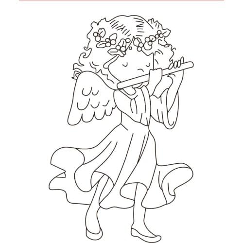 10x6 Girl playing the flute Transparent Clear Silicone Stamp Seal for DIY scrapbooking photo album Decorative clear stamp