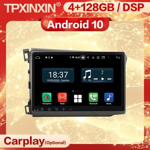 128G Carplay 2 Din Android Stereo Receiver For Honda Civic 2012 2013 2014 2015 GPS Navi Auto Audio Radio Music Stereo Head Unit