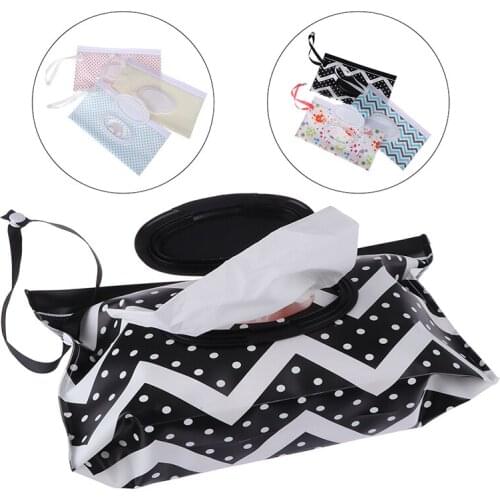 Wet Wipes Bag Snap Strap Wipes Container Clamshell Cosmetic Pouch Clutch Eco-friendly Easy-carry Cleaning Wipes Case