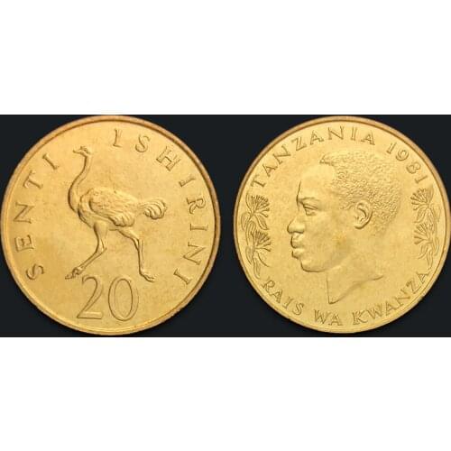 Tanzanian 20 Shilling Ostrich 1981Genuine Original Coins 100% Real Issuing Collection Coins Unc Africa