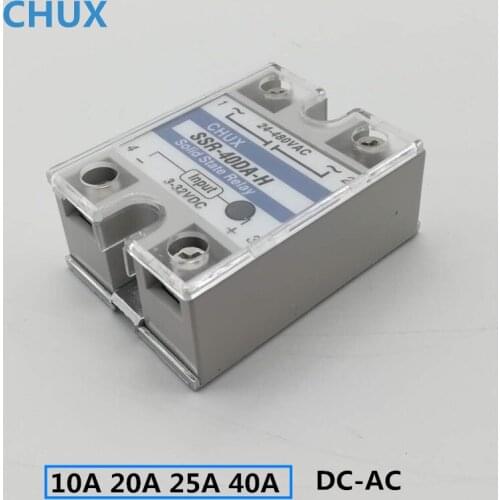 CHUX Solid State Relay 10A 20A 25A 40A DC to AC 240v 480V 24VAC White Fotek Shell Single Phase SSR Relays