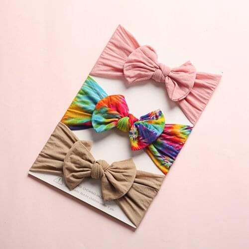 Baby Headband Nylon For Girls Wide Head Wrap Hair Bows Accessories Infant Soft Hairbands Newborn Children Floral Turban 3Pcs/Lot