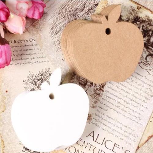 Stock apple shape Kraft Paper Gift Hang Tags Bookmark Wedding Christmas Scallop Label Blank Luggage Event & Party Supplies