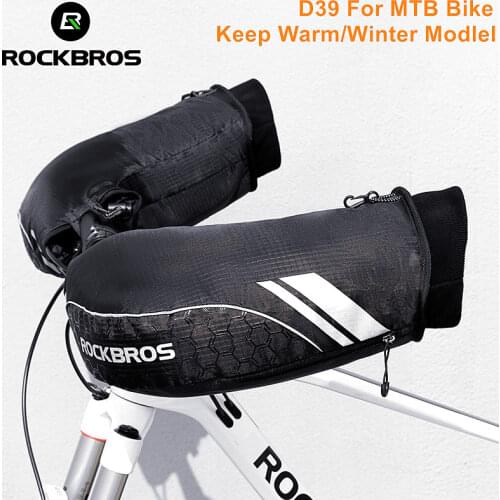 ROCKBROS Winter Cycling Gloves Thicken Warm Windproof Bicycle Gloves Reflective Strip Rainproof Gloves MTB Road Bike Accessories