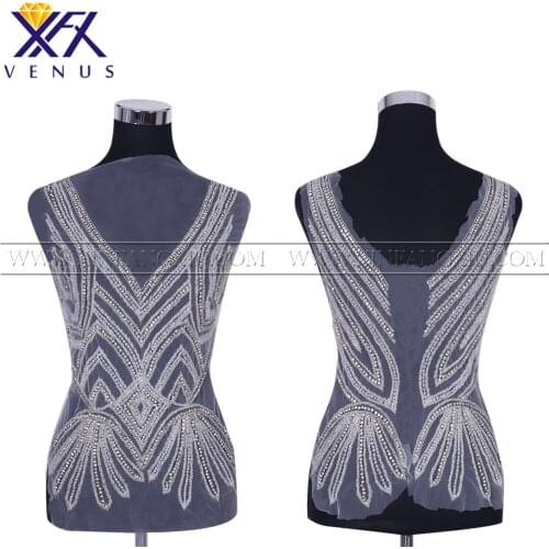 XFX VENUS 1 Set Wedding Dress Evening Gown Rhinestone Crystal Beaded Bodice Patches Beads Trimming Shiny Beaded Applique DIY