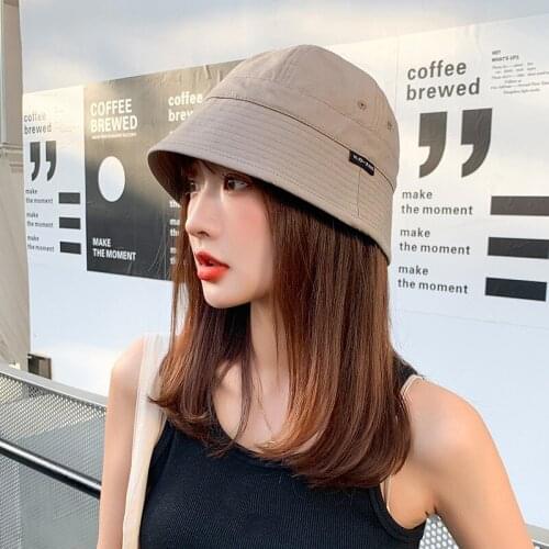 Womens Bucket Hat cap 2021 South Korean New Six Piece Cloth Label Fishermans Hat Net Red Same Fashion Sunshade Versatile