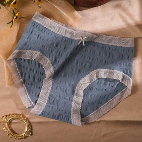 Plus Size bowknot Panties Women Cotton Mid waist Lace edge Underwear Girls Seamless Cozy Briefs Sexy Female Breathable Lingerie