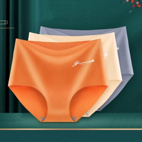 Womens Underwear Panties Comfortable Sexy Seamless Stretchy Breathable Letter Print High waist Solid Color Underpants Briefs