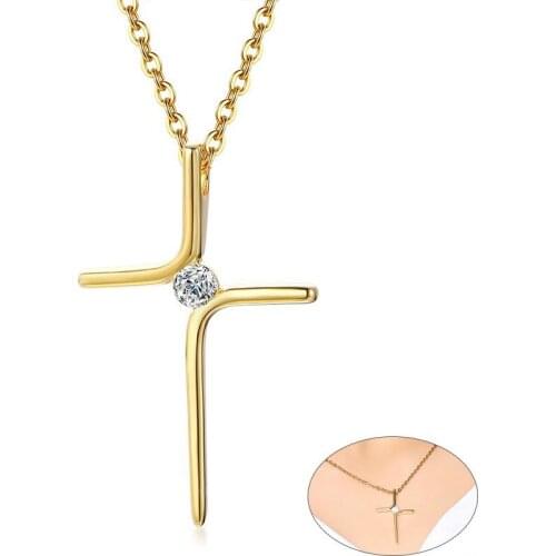 Elegant Thin Cross Choker Necklaces for Women Bling CZ Stone Charm Pendant Necklace Girl Female Lucky Prayer Gift